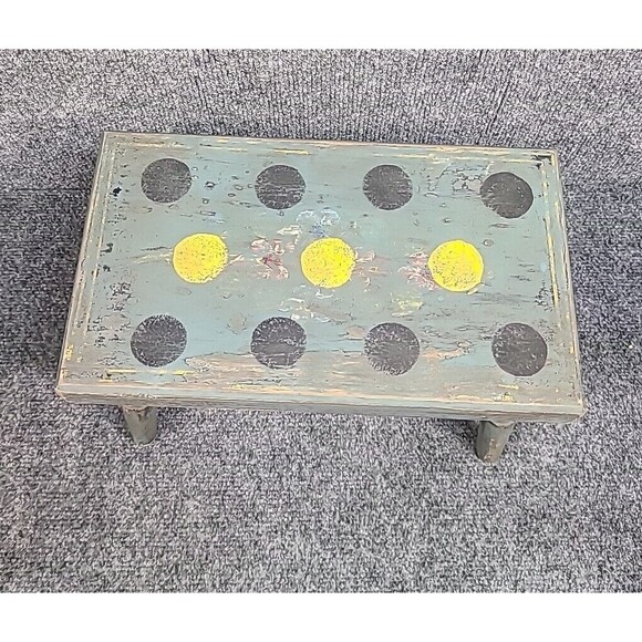Vintage Handpainted Wood Foot Stool Country Farm Plant Stand decor primitive - Picture 8 of 8